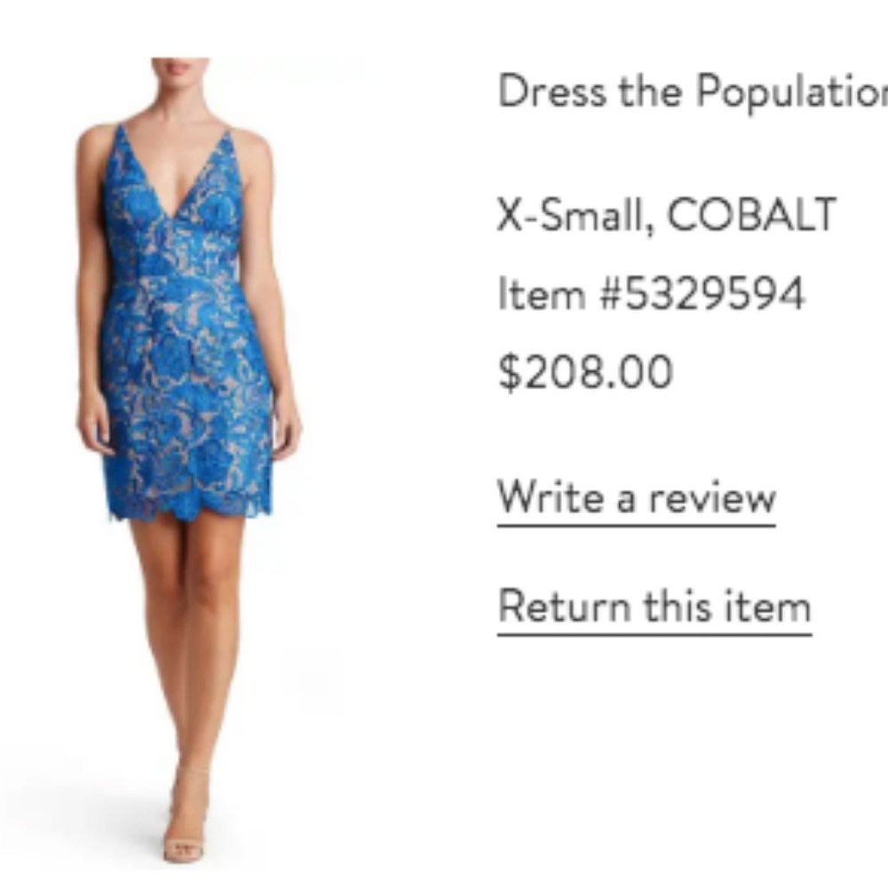 Dress the Population Cobalt Lace dress
